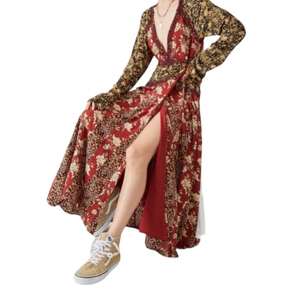 NWT free people tilda wrap dress in neutral combo Medium - Picture 2 of 10